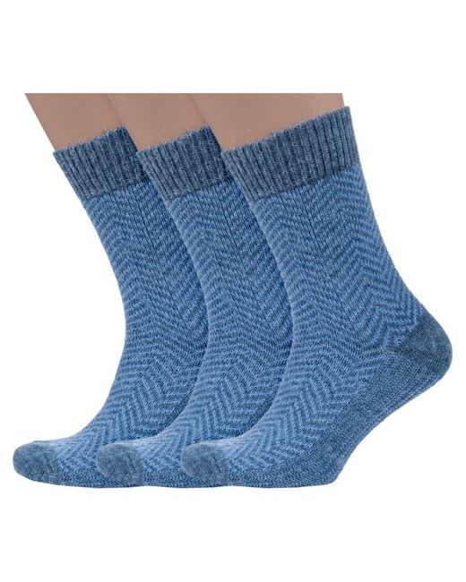 RuSocks Комплект из 3 пар мужских полушерстяных носков Орудьевский трикотаж джинсово-голубые размер 27-29 43-45