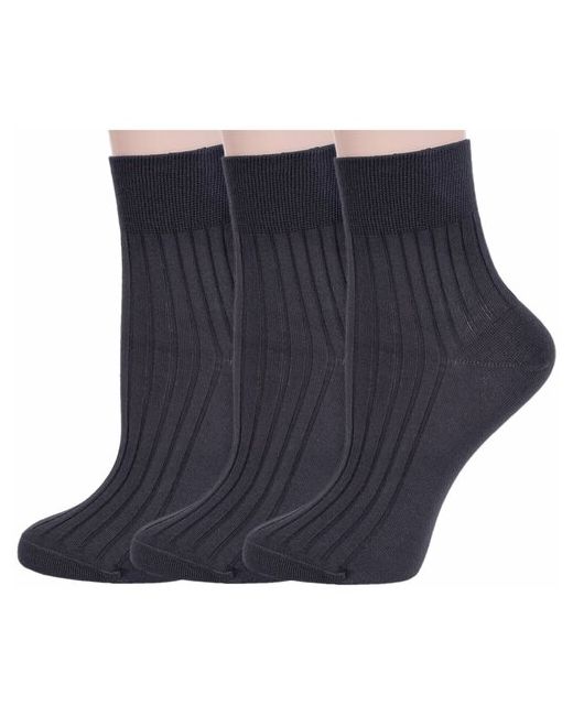 RuSocks Комплект из 3 пар женских носков Орудьевский трикотаж 100 хлопка темно размер 23