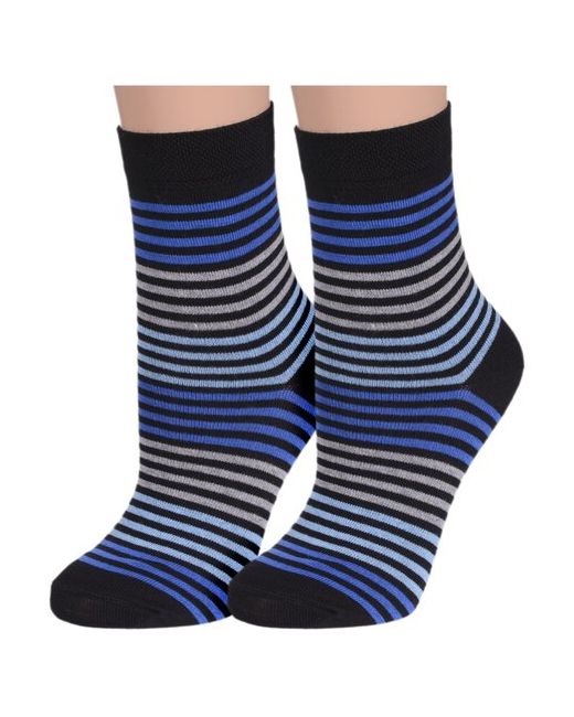 Брестские Комплект из 2 пар женских носков БЧК рис. 014 черно-синие размер 25