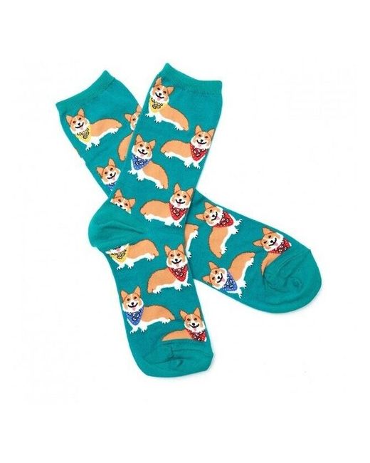 Sova Дизайнерские носки с принтом Корги в разноцветных банданах