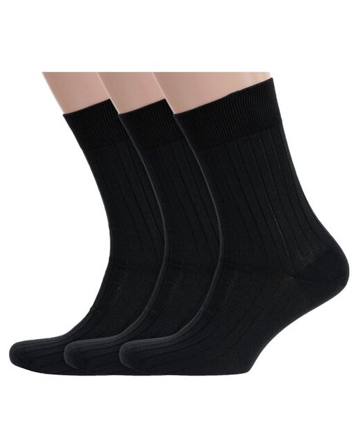 RuSocks Комплект из 3 пар мужских носков Орудьевский трикотаж 100 хлопка рис. 01 черные размер 29 44-45