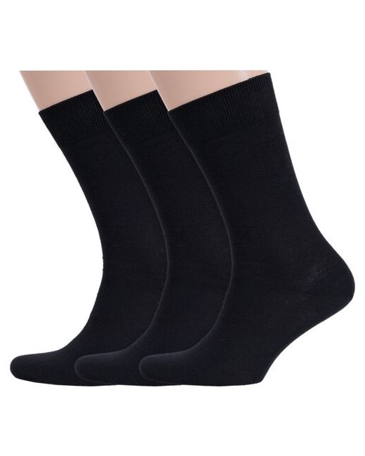 RuSocks Комплект из 3 пар мужских носков Орудьевский трикотаж 100 хлопка рис. 04 черные размер 27 41-43