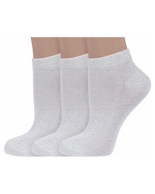 Grinston Комплект из 3 пар женских носков socks PINGONS микромодала и льна натуральные размер 25