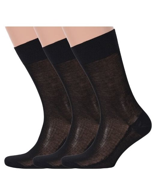 Lorenzline Комплект из 3 пар мужских носков мерсеризованного хлопка черные размер 25 39-40