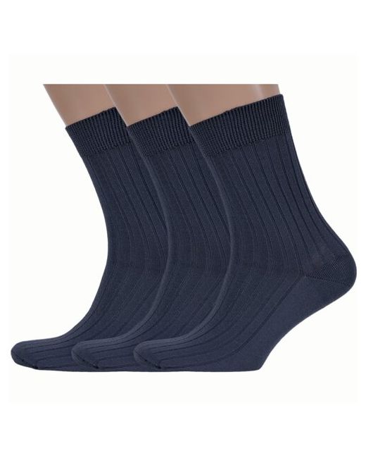 Брестские Комплект из 3 пар мужских носков БЧК 100 хлопка рис. 055 темно-серые размер 27 42-43