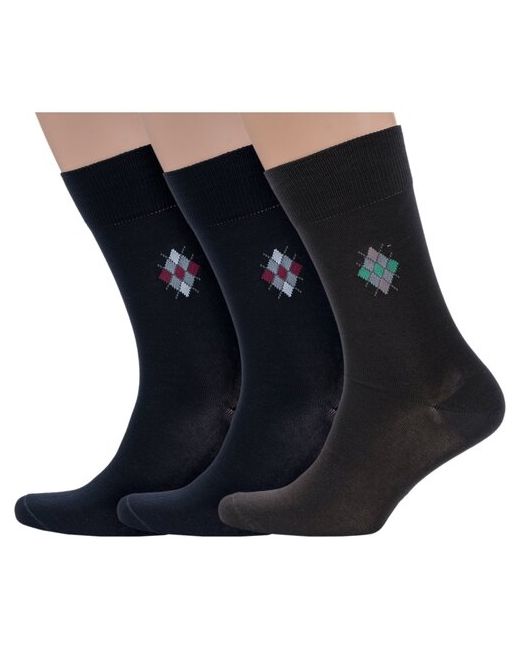 Grinston Комплект из 3 пар мужских носков socks PINGONS мерсеризованного хлопка микс 2 размер 27