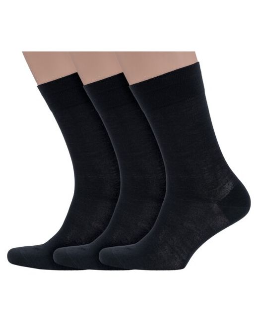Grinston Комплект из 3 пар мужских носков socks PINGONS 100 микромодала черные размер 29