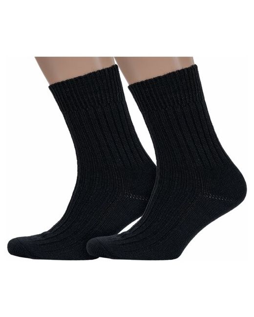 Брестские Комплект из 2 пар мужских полушерстяных носков БЧК рис. 012 черные размер 31 46-47