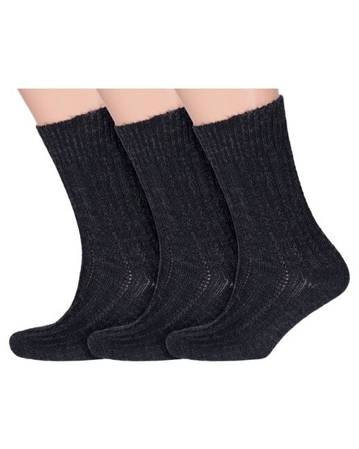 RuSocks Комплект из 3 пар мужских теплых носков Орудьевский трикотаж черные размер 27