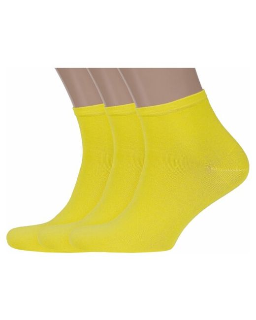 RuSocks Комплект из 3 пар мужских укороченных носков Орудьевский трикотаж желтые размер 25-27 38-41