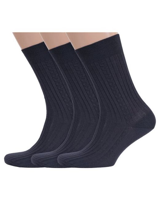 RuSocks Комплект из 3 пар мужских носков Орудьевский трикотаж 100 хлопка рис. 02 темно размер 31 46-47