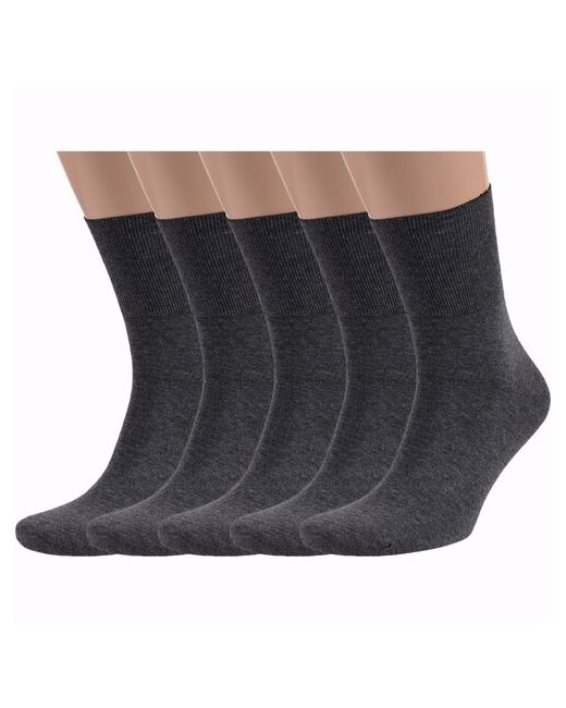RuSocks Комплект из 5 пар мужских носков с анатомической резинкой Орудьевский трикотаж темно размер 27-29 42-45