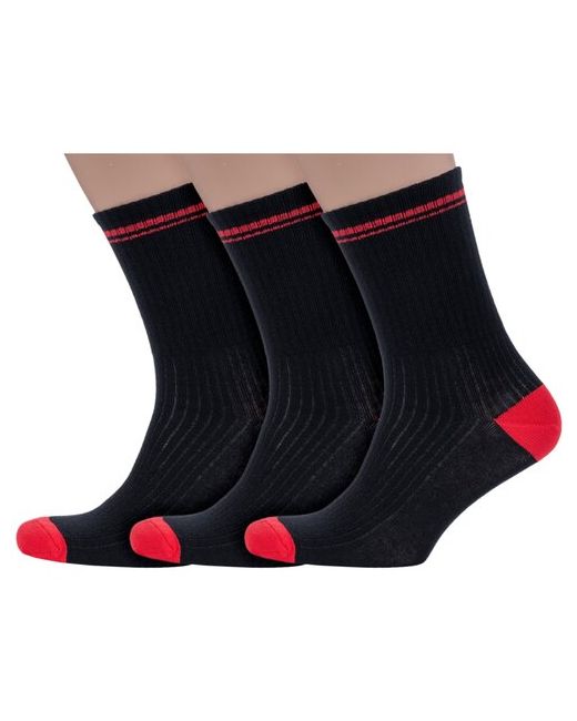 Алсу Комплект из 3 пар мужских носков Носкофф рис. 2884 черные размер 27-29