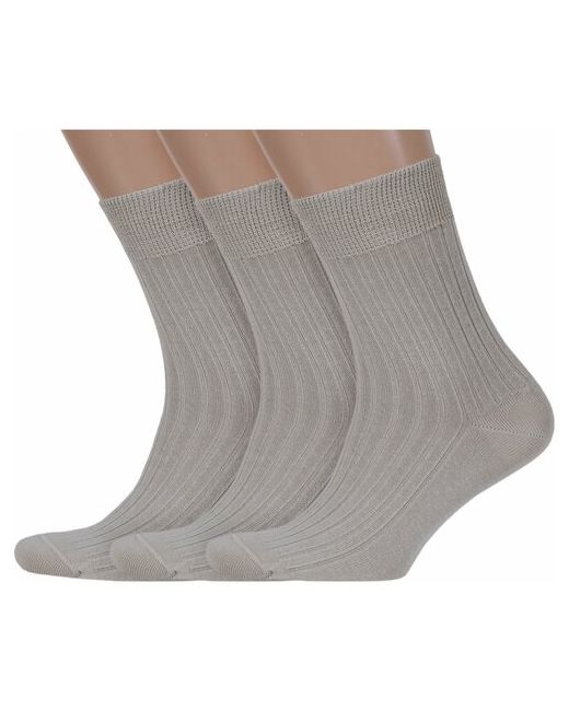 Брестские Комплект из 3 пар мужских носков БЧК 100 хлопка рис. 055 песочные размер 25 40-41