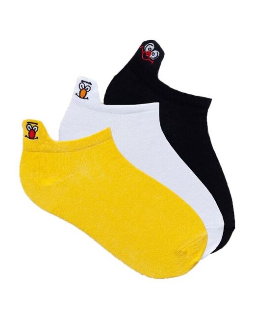 Lunarable Короткие носки Смайлы желтые черные 3 пары размер 35-39