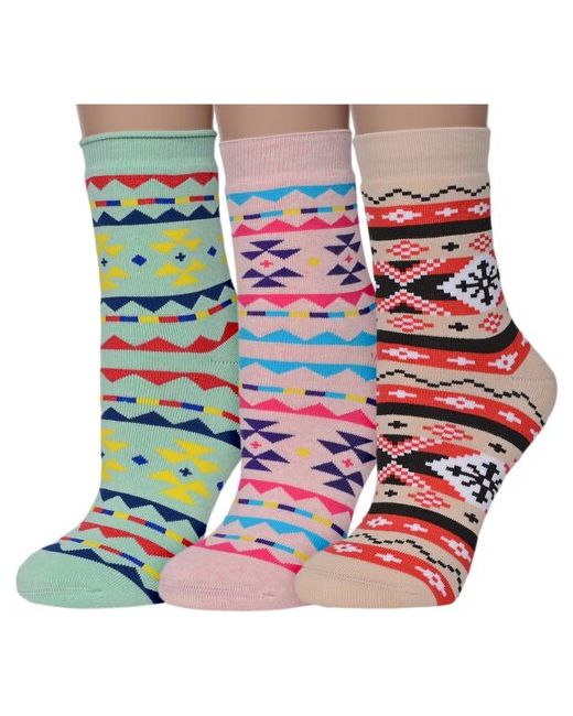 Хох Комплект из 3 пар женских махровых носков микс размер 25