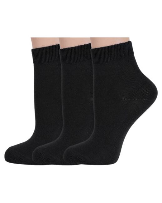 RuSocks Комплект из 3 пар женских носков Орудьевский трикотаж черные размер 23