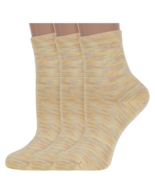 Lorenzline Комплект из 3 пар женских носков желтые размер 23 36-37