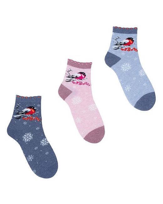 Berchelli Набор женских носок Снегири в подарочной упаковке 3 пары размер 36-38