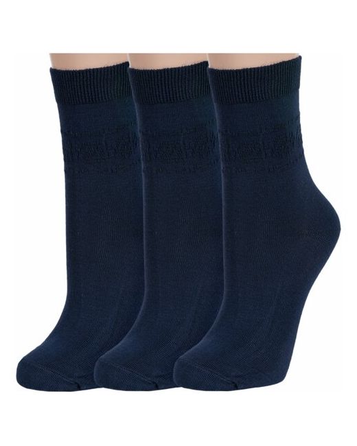 RuSocks Комплект из 3 пар женских носков Орудьевский трикотаж темно размер 23