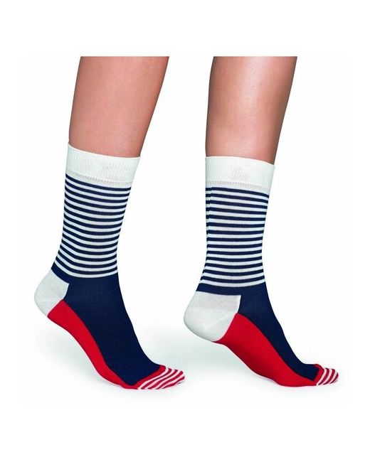 Happy Socks Носки унисекс Half Stripe Sock с полосками в верхней части синий белым 29