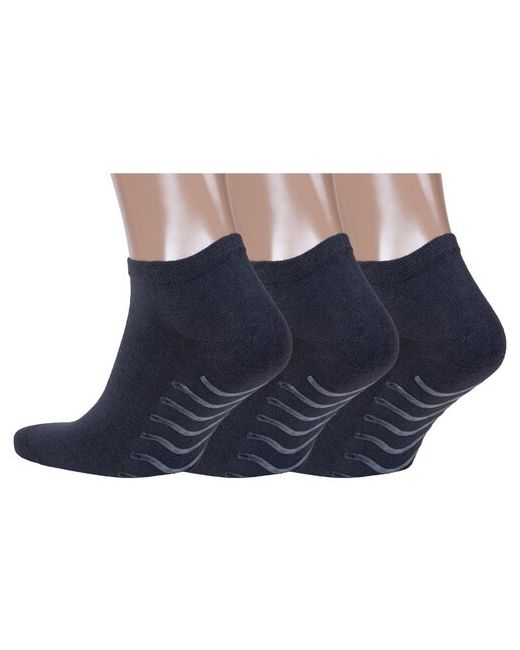 RuSocks Комплект из 3 пар мужских коротких носков Орудьевский трикотаж темно размер 27-29 42-45