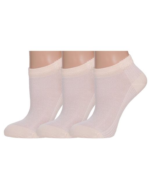 Grinston Комплект из 3 пар женских носков socks PINGONS микромодала кремовые размер 23