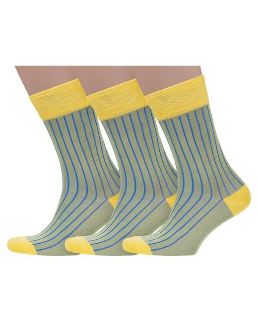 Sergio di Calze Комплект из 3 пар мужских носков PINGONS мерсеризованного хлопка желтые размер 25