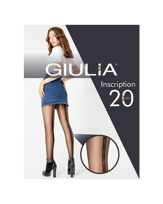 Giulia Фантазийные колготки со швом полоской и надписью INSCRIPTION 02