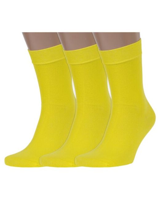 RuSocks Комплект из 3 пар мужских носков Орудьевский трикотаж желтые размер 25-27 38-41