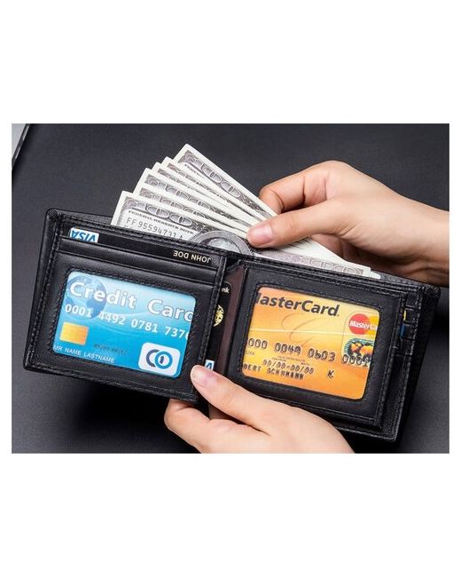 MyPads Темно кожаный кошелек M158396 из натуральной кожи для денег водительских прав с RFID защитой от сканирования данных подарок...