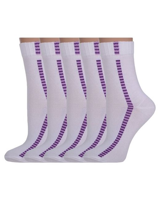 Palama Комплект из 5 пар женских носков ждс-02 бело-фиолетовые размер 23 35-37