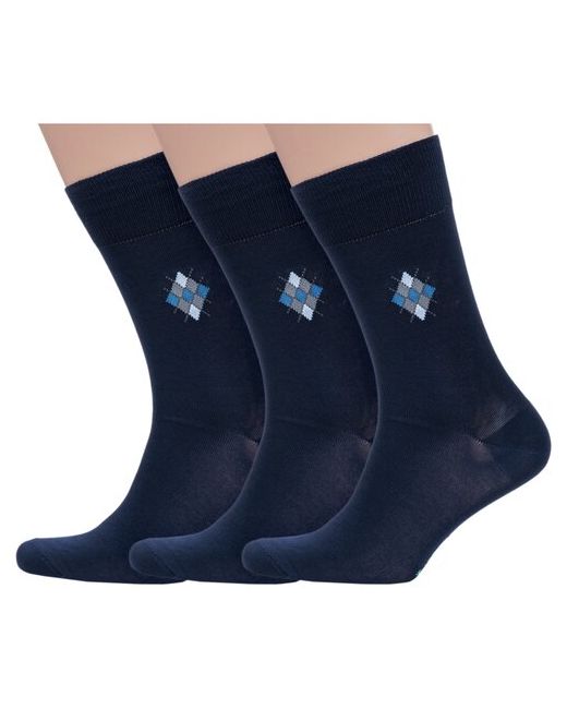 Grinston Комплект из 3 пар мужских носков socks PINGONS мерсеризованного хлопка темно размер 27