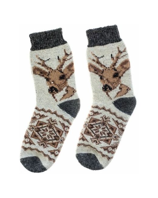 Снежно Теплые носки шерстяные вязаные зимние теплые термоноски этнические с рисунком размер 41-43