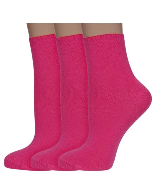 Хох Комплект из 3 пар женских носков без резинки малиновые размер 23