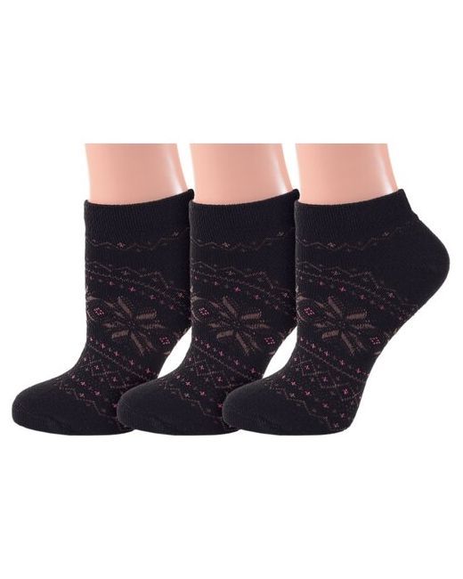 Grinston Комплект из 3 пар женских полушерстяных носков socks PINGONS черные размер 23
