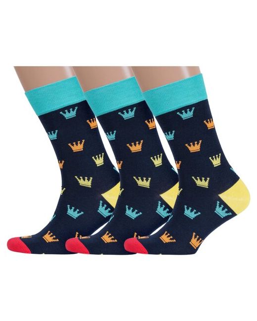 RuSocks Комплект из 3 пар мужских носков Орудьевский трикотаж м3-13336 рис. 01 темно размер 25-27 38-41