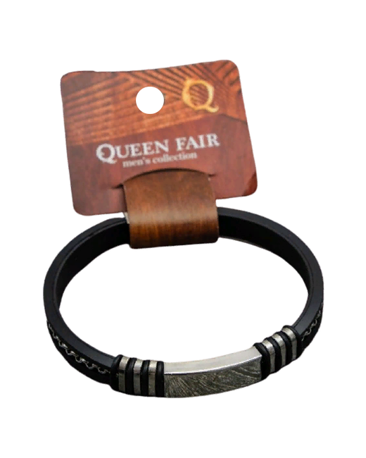 Queen Fair Браслет унисекс Стиль прямоугольник с цепочкой чёрный в серебре