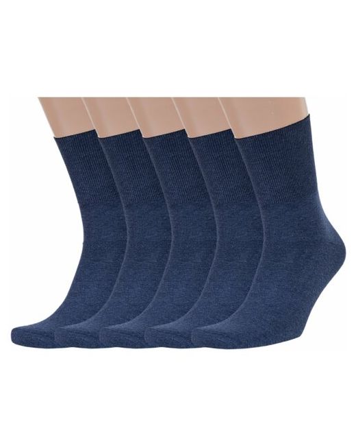 RuSocks Комплект из 5 пар мужских носков с анатомической резинкой Орудьевский трикотаж темный джинс размер 27-29 42-45