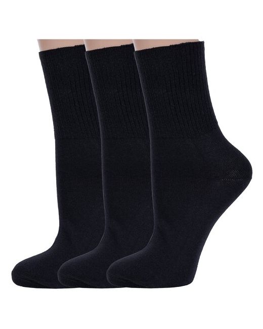 Брестские Комплект из 3 пар женских медицинских носков БЧК рис. 033 черные размер 25