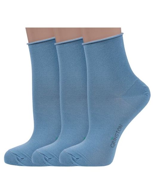 Grinston Комплект из 3 пар женских носков без резинки socks PINGONS мерсеризованного хлопка размер 23