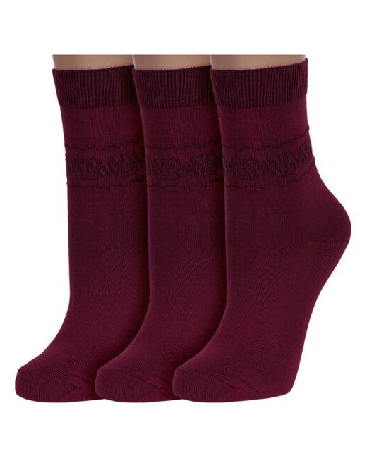 RuSocks Комплект из 3 пар женских носков Орудьевский трикотаж темно размер 23