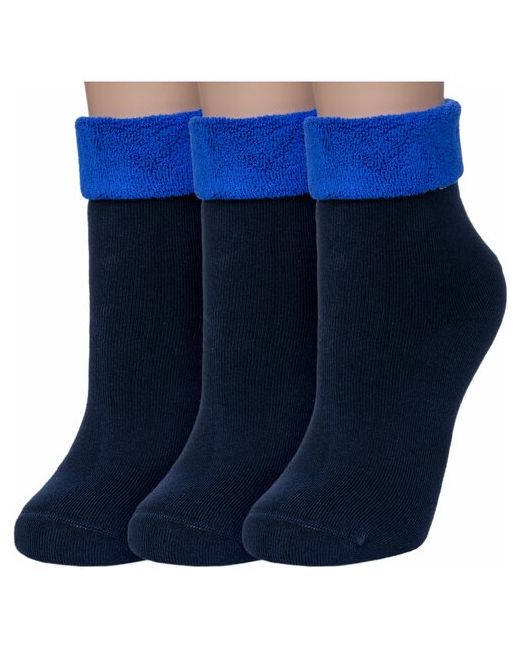 RuSocks Комплект из 3 пар женских махровых носков Орудьевский трикотаж темно размер 23-25