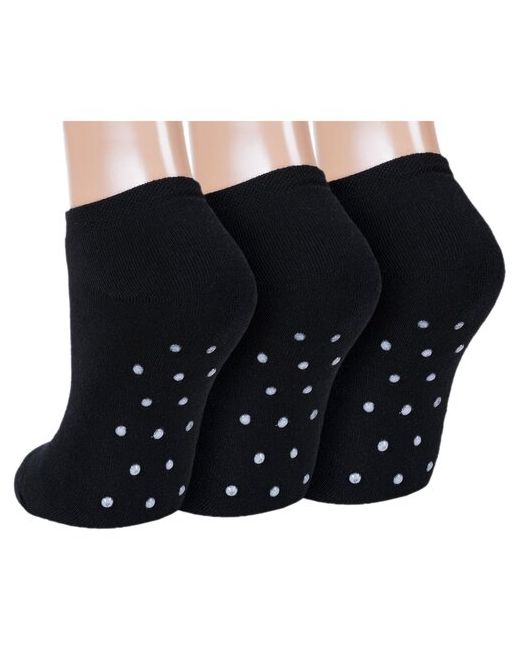 RuSocks Комплект из 3 пар женских махровых носков Орудьевский трикотаж черные с точками размер 23-25 39