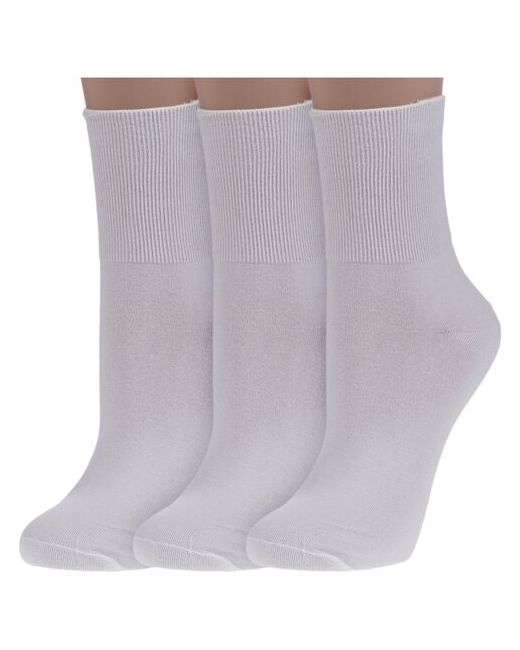 RuSocks Комплект из 3 пар женских носков с широкой резинкой Орудьевский трикотаж молочные размер 23-25