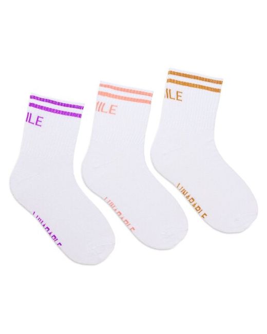 Lunarable Комплект женских носков с принтом Smile оранжевые синие размер 35-39