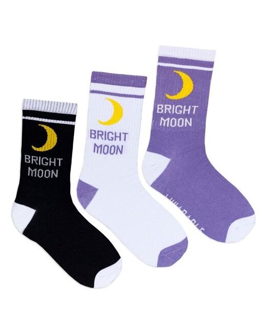 Lunarable Комплект женских носков с принтом BRITE MOON сиреневые черные размер 35-39