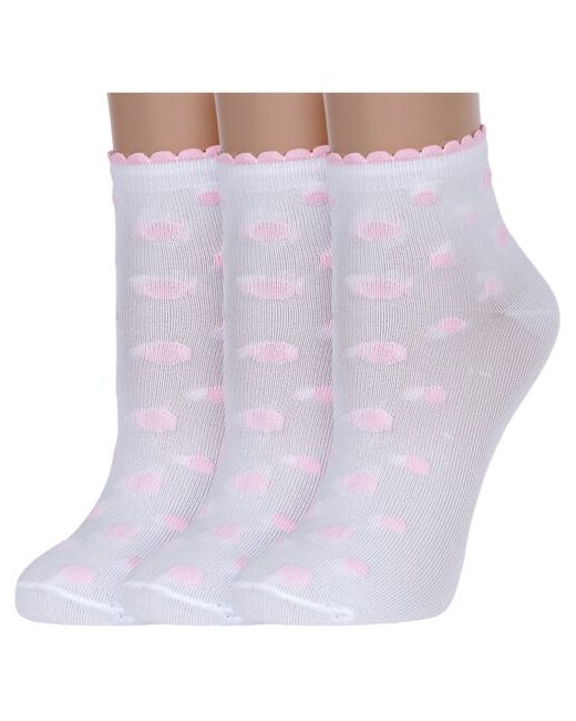 Альтаир Комплект из 3 пар женских носков с розовыми пуговицами размер 21-23