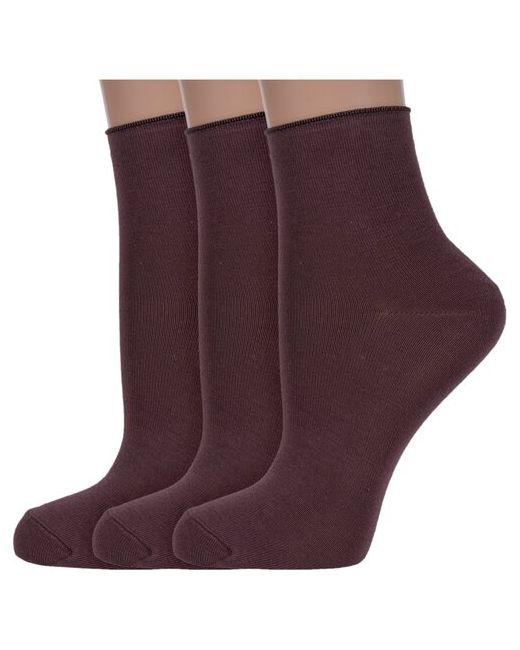 Хох Комплект из 3 пар женских носков без резинки шоколадные размер 23