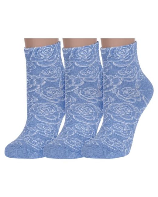 RuSocks Комплект из 3 пар женских носков Орудьевский трикотаж джинс размер 23-25 39